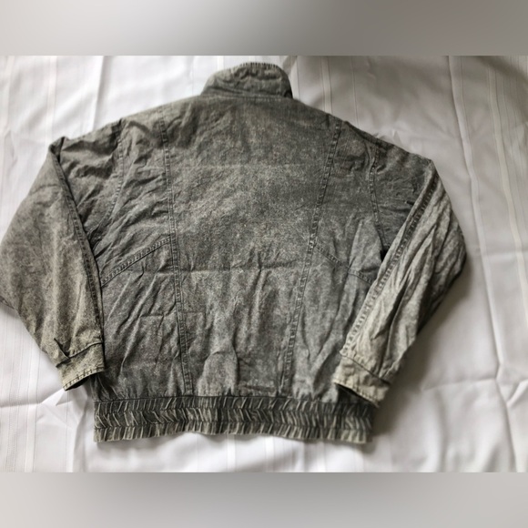 Vtg 80s Acid Wash Grey Denim Bomber Jacket - Picture 14 of 16